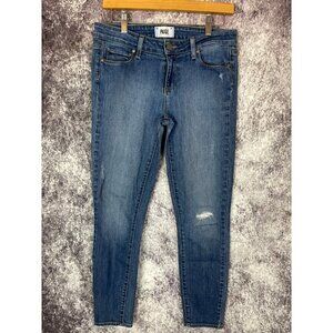 PAIGE Jeans Womens 29 Verdugo CROP Ankle Skinny Mid Rise Blue Distressed Boho